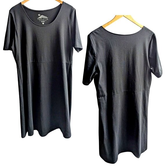 SAHALIE A-Line Ponte Little Black Dress Elevated Basics Cotton Blend Size XL - Picture 1 of 6